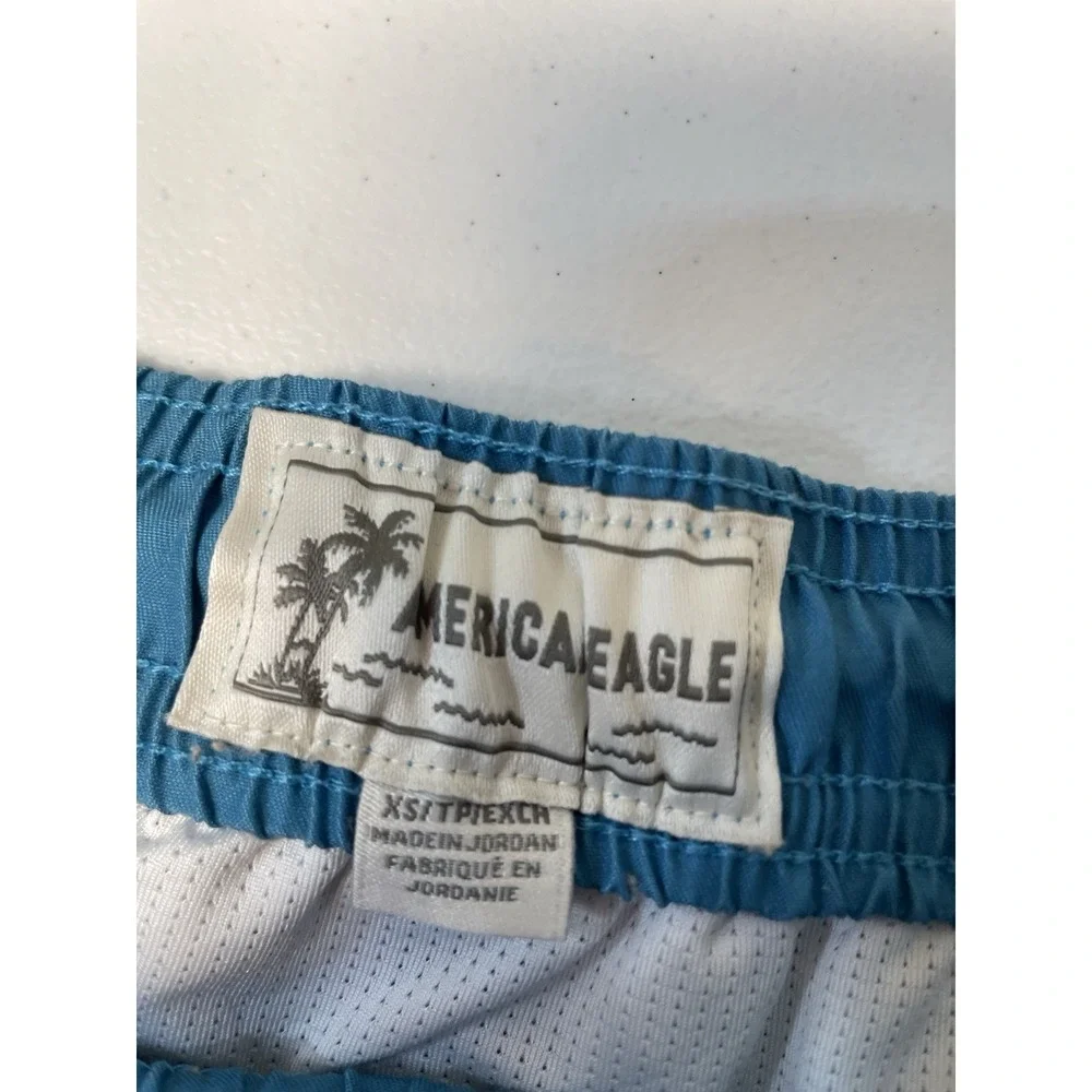 American‎ Eagle Swim Shorts Trunks Men's XS Blue Drawstring Beach Vacation AE